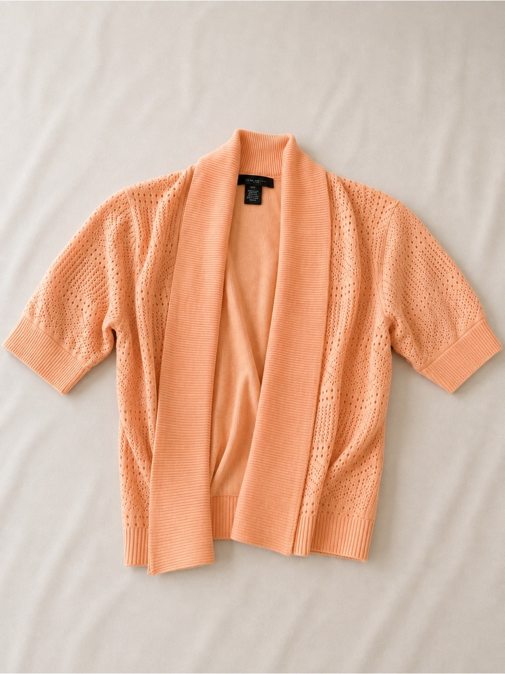 89th & Madison Peach Open-Front Short-Sleeve Cardigan